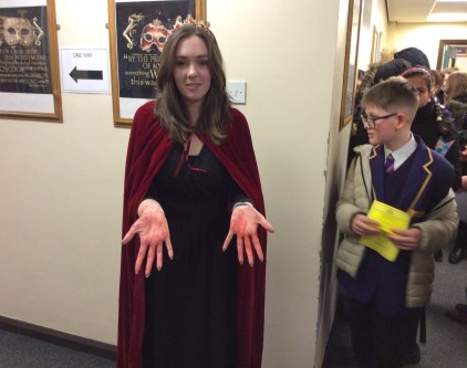 Teacher dressed as Lady Macbeth