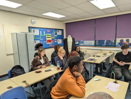 Students at a virtual meeting with Baroness Smith