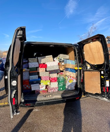 The Night Shelter's van is loaded with parcels