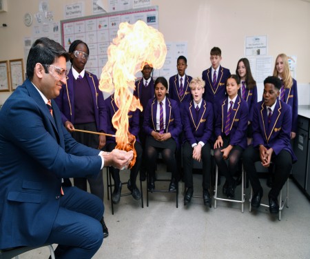 Teacher with flame experiment